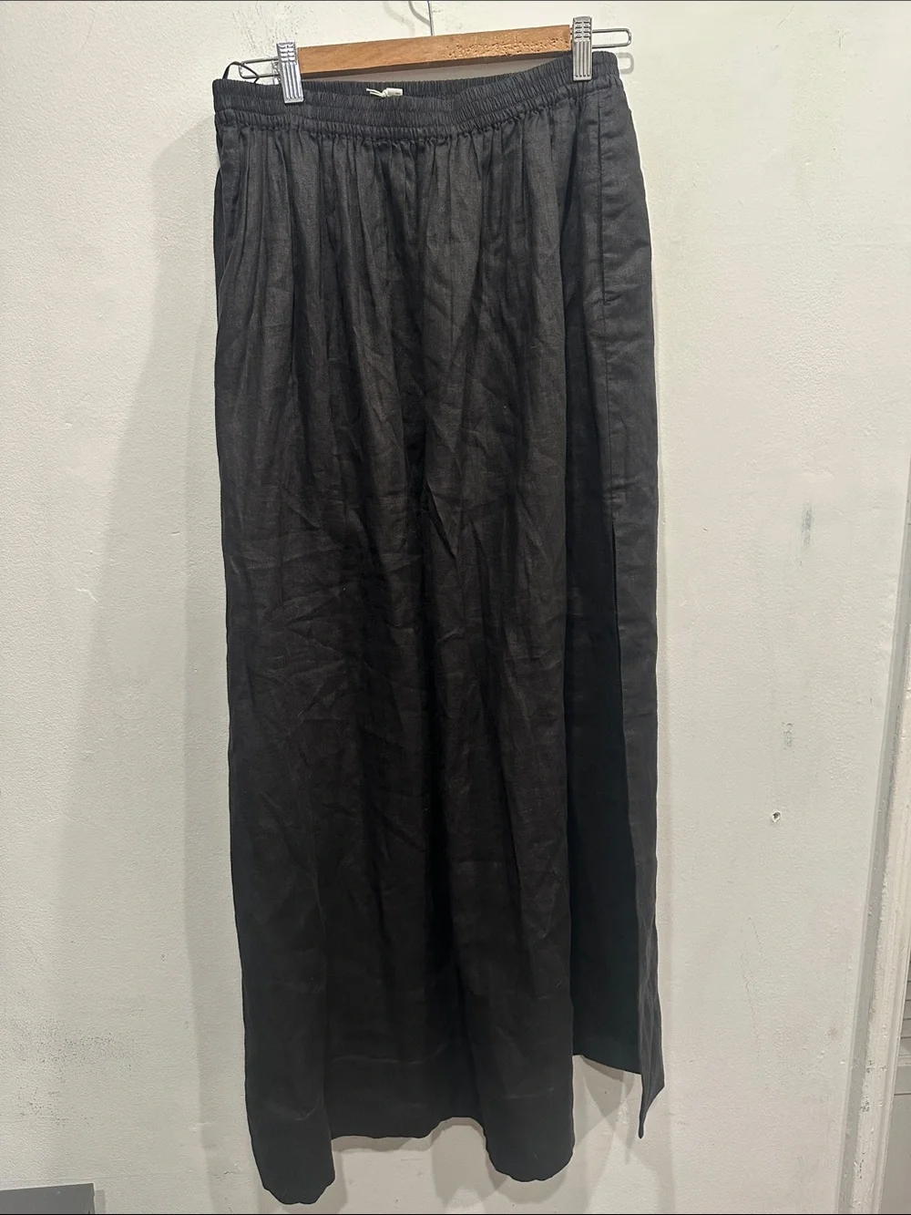 COS Black A-Line Linen Maxi Skirt size 10 NWT Lagenlook coastal classic